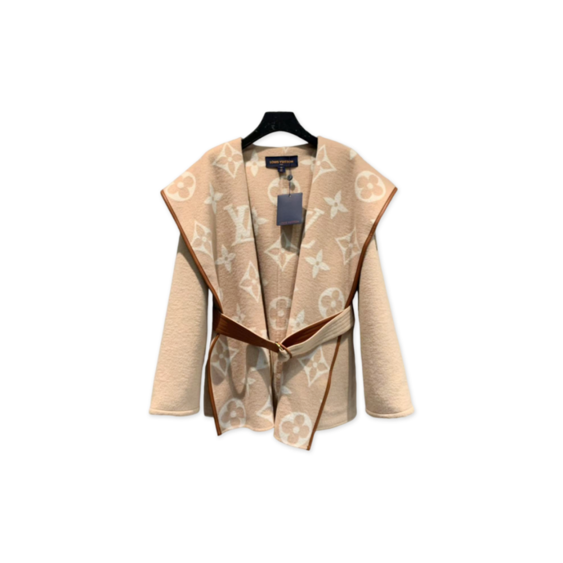 l0vis vvtt0n belted double Fa*e hooded coat